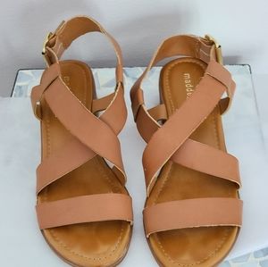 Sandals, Madden Girl. Tan with gold hardware,  size 8